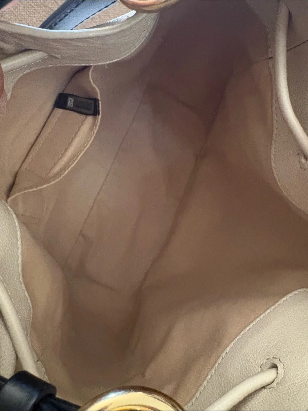 SEE By Chloe Leather Bucket Crossbody Bag in Cream with Gold Hardware $100